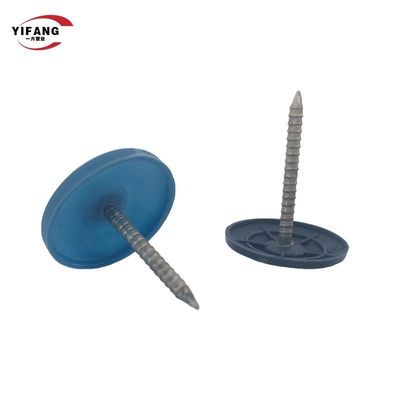 High Carbon Steel Plastic Cap Nails / Felt Roofing Nails With Plastic Washers